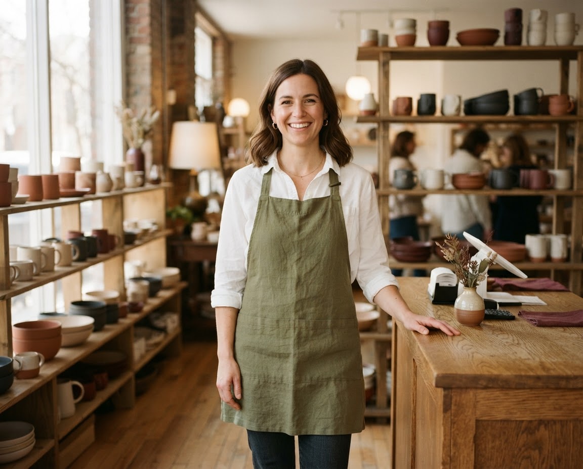 People welcoming customers into a neighbourhood business